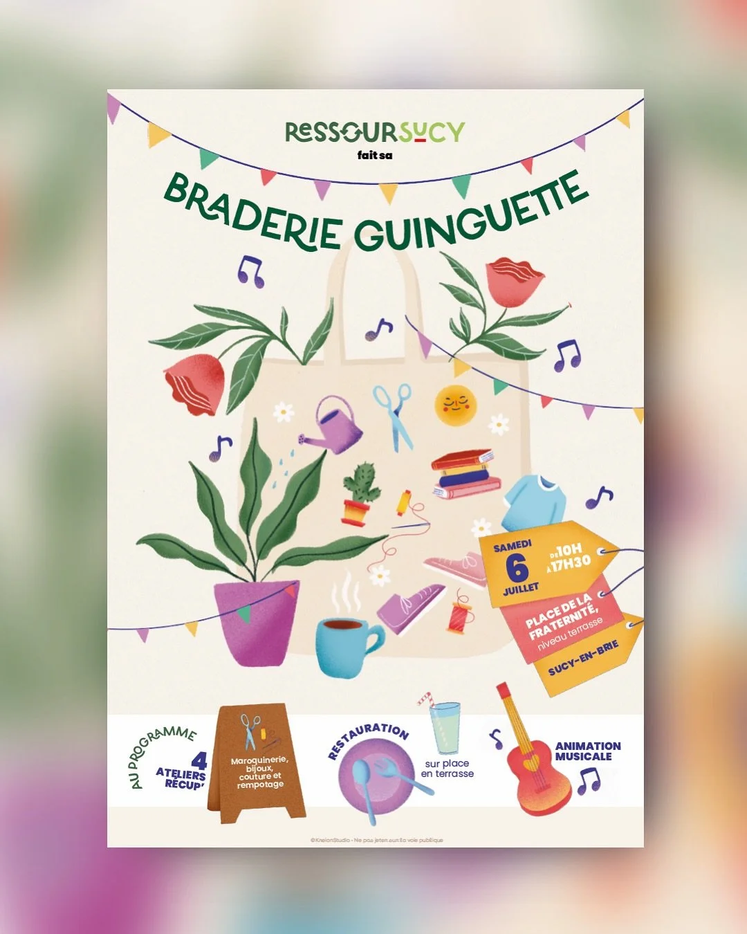 Retour en images 👀
.
Affiche illustr&eacute;e pour la braderie/guinguette de la RessourSucy !
.
#kreionstudio #affiche #illustration