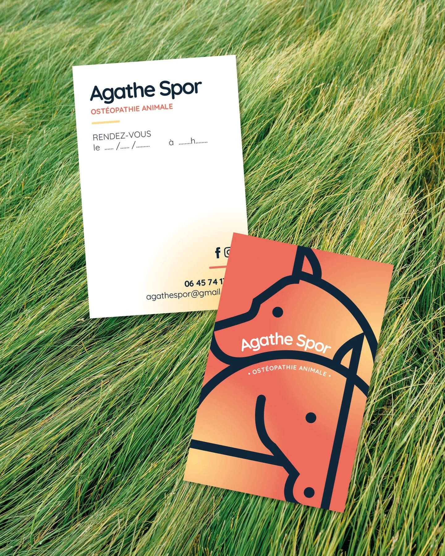 De l&rsquo;id&eacute;e &agrave; l&rsquo;objet ✨
.
Une identit&eacute; qui prend vie jusque dans les supports imprim&eacute;s. Couleurs chaleureuses, lignes douces&hellip; et toujours eux au c&oelig;ur du projet 🐴🐶

Les cartes de visite restent un i