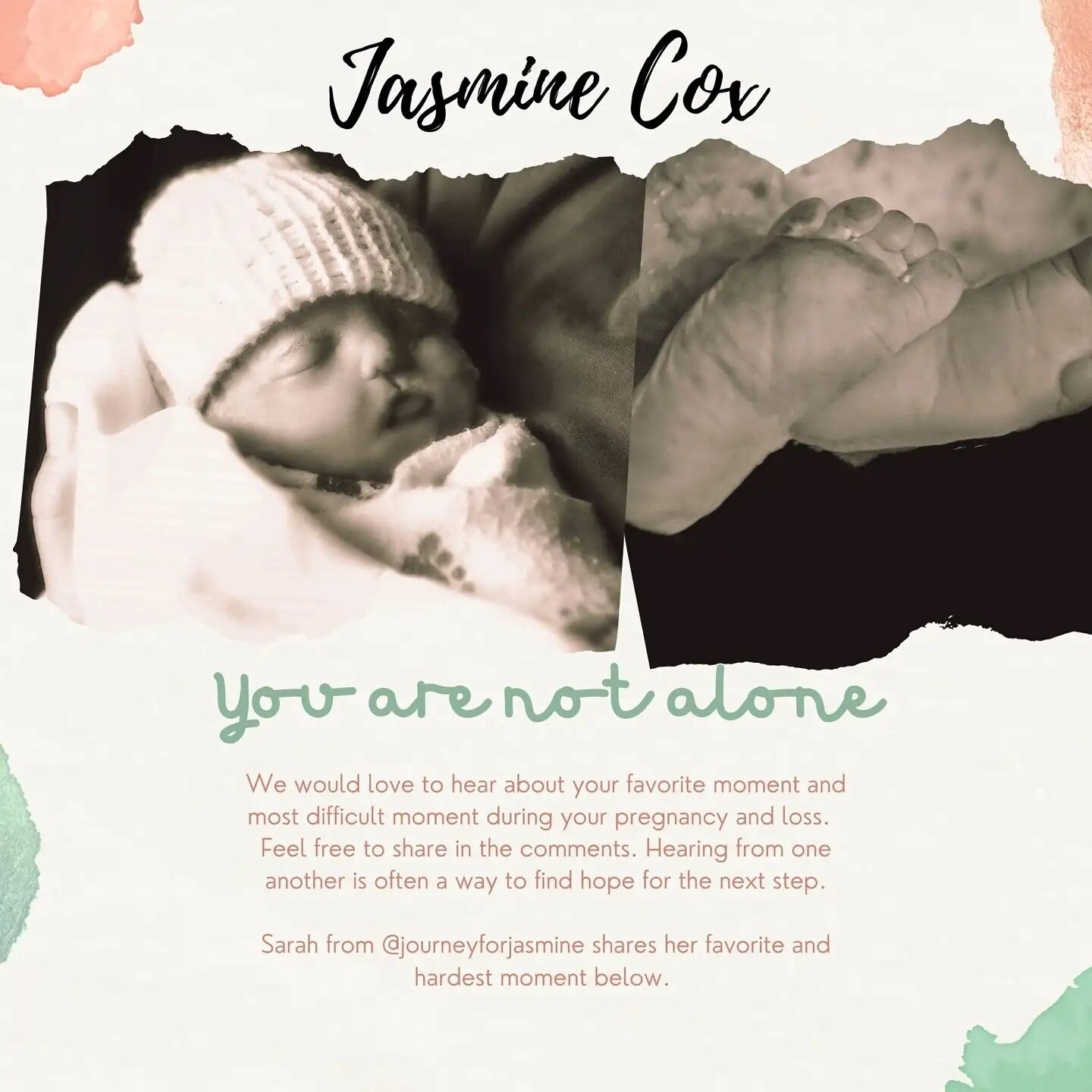 Sarah from @journeyforjasmine  is sharing with us today as we continue to honor her daughter, Jasmine, this week during the Carried Project. 

&quot;I just enjoyed feeling her move.  I felt her move pretty early on in the pregnancy.  I loved seeing h