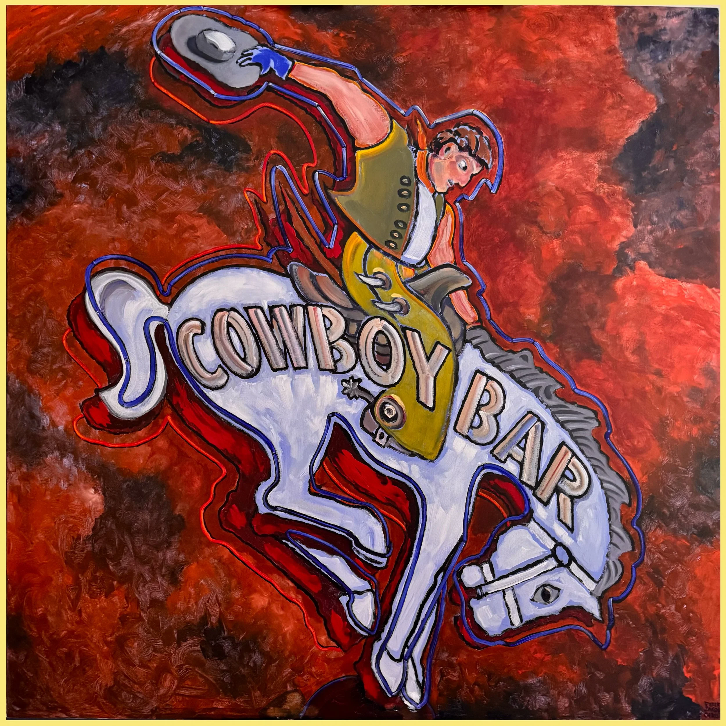 Cowboy Bar - Jackson Hole, WY; 48"x48" Oil over Acrylics on canvas 2026