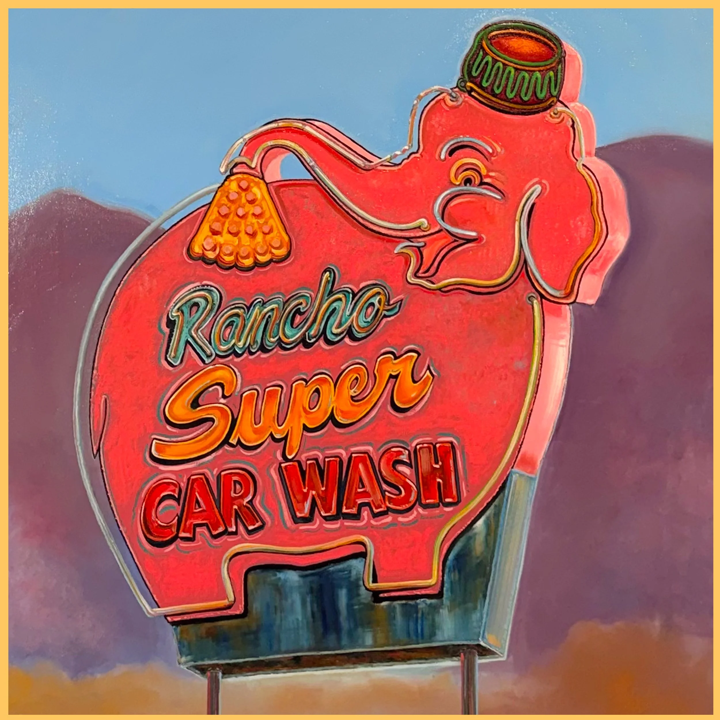 Rancho Super Car Wash - Rancho Mirage, CA; 30"x30" Oil on canvas 2026