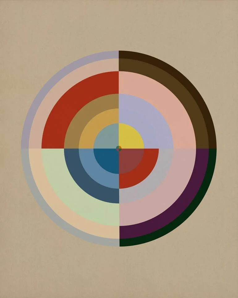 Colorful concentric circles pattern with a beige background.Artist Czar Catstick via BFA Gallery Online British Bespoke Fine Art Limited Edition Artworks, Prints 
