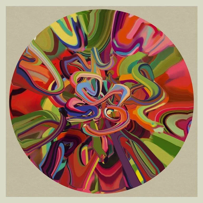 Artist Czar Catstick via BFA Gallery Online Fine Art Limited Edition Artworks, Prints and Photography Paint Tubes Series Colorful abstract swirling design resembling graffiti art inside a circular shape.