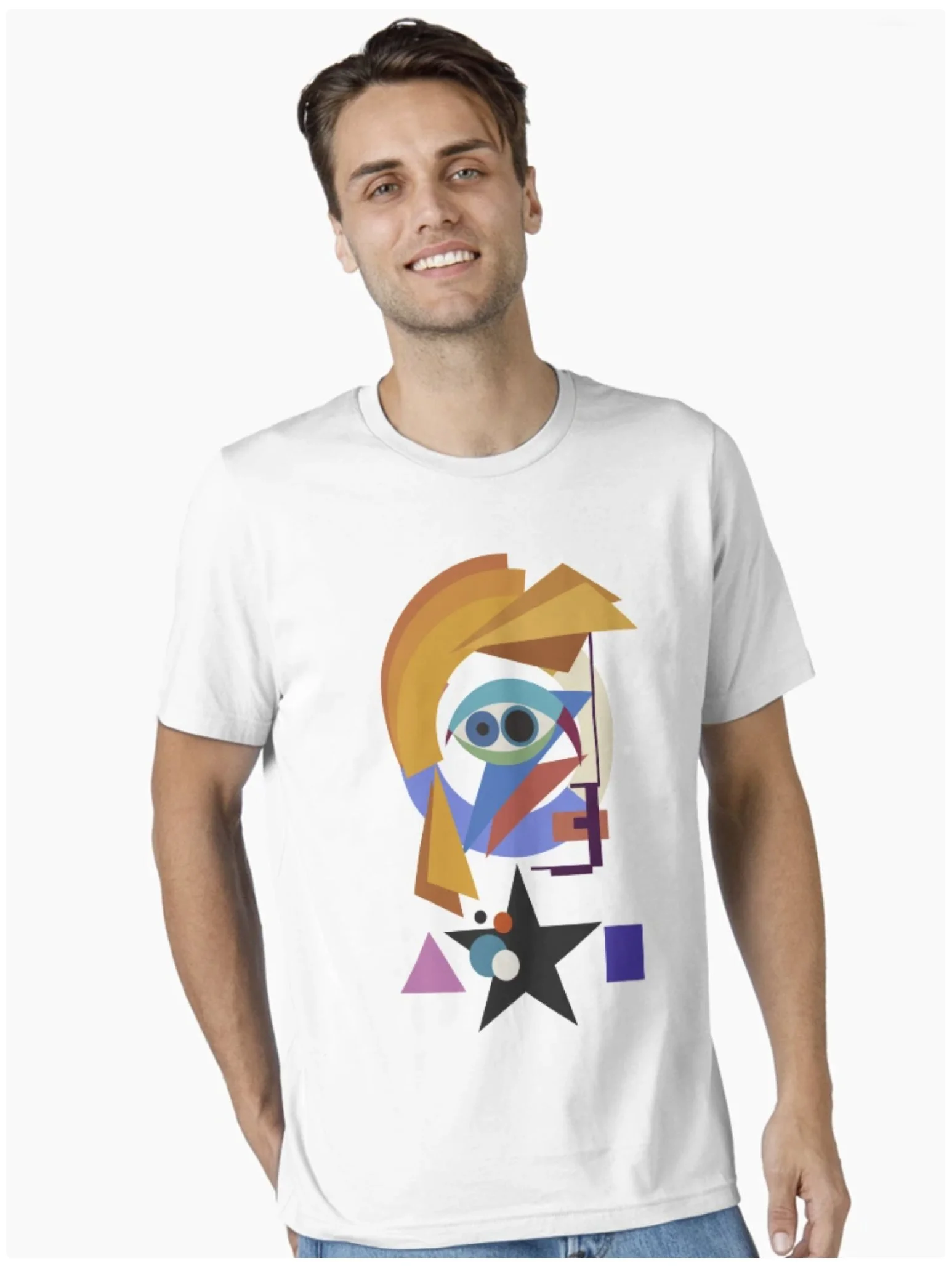 Bauwie David Bowie Abstract Bauhaus Portrait T-Shirt via Big Fat Arts BigFatArts Gallery via Redbubble