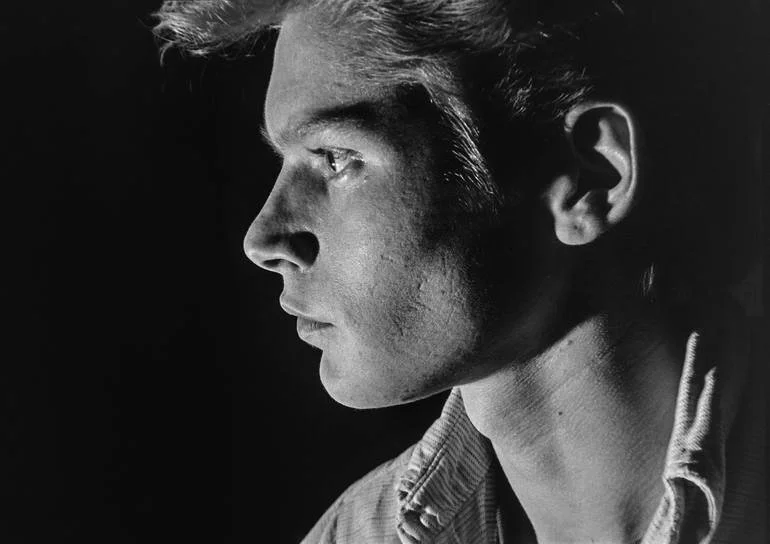 Self Portraits. Retro Collection. Artist Czar Catstick BFA Hub Online British Bespoke Fine Art Gallery Fine Art Prints Editions Photography Flower Power A black and white profile portrait of a young man looking to the left.