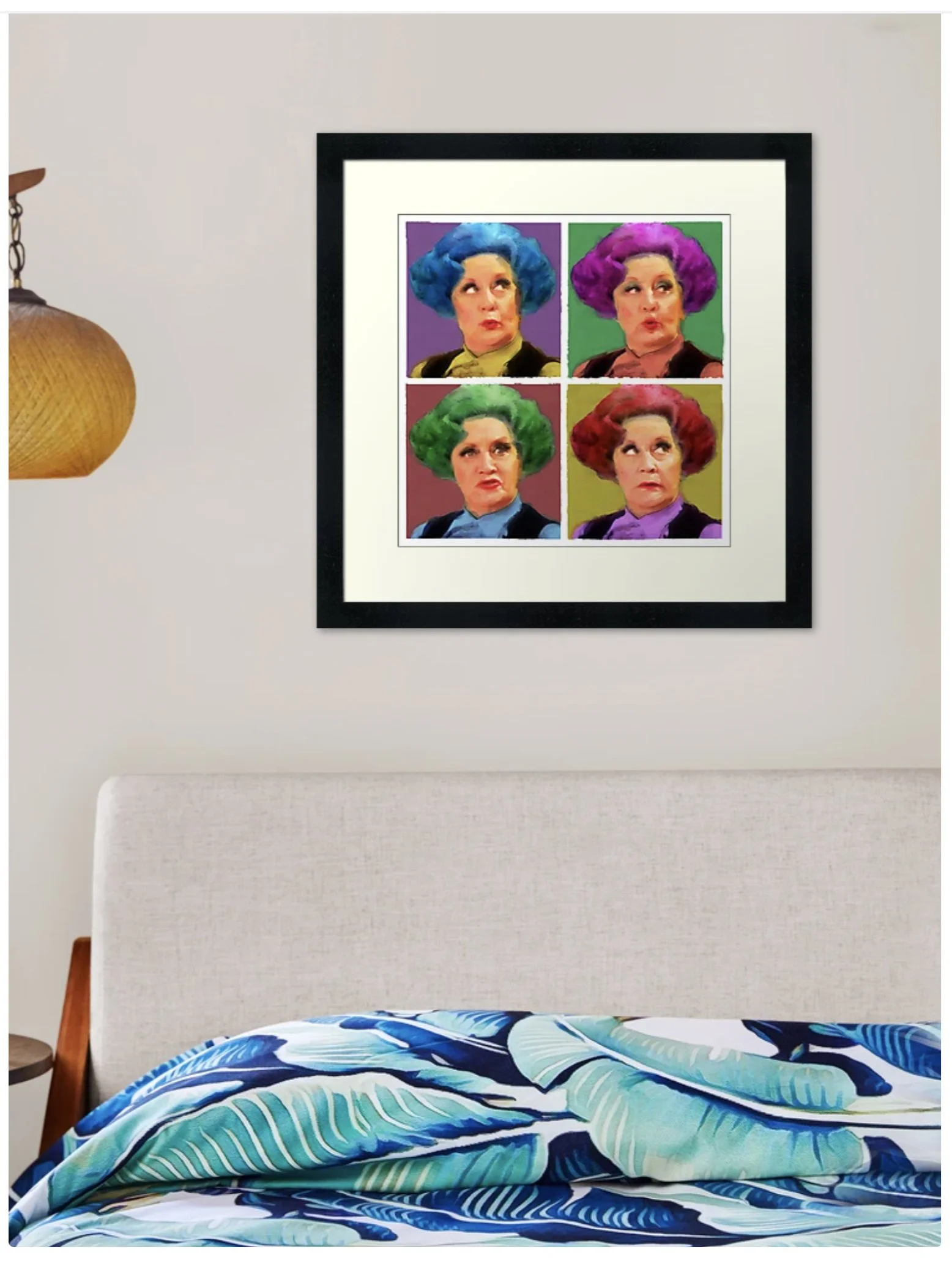 Mollie Sugden Artwork Pussy Galore Pop Art Portrait Big Fat Arts BigFatArts Gallery via Redbubble