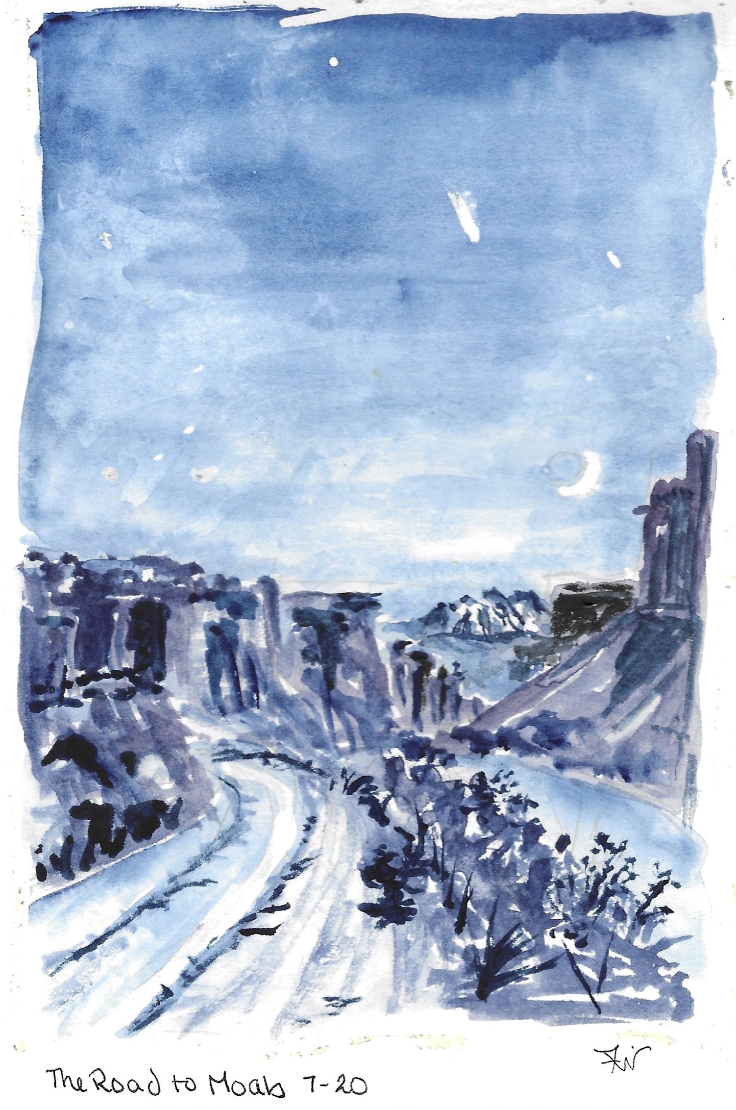 The Road To Moab - watercolor