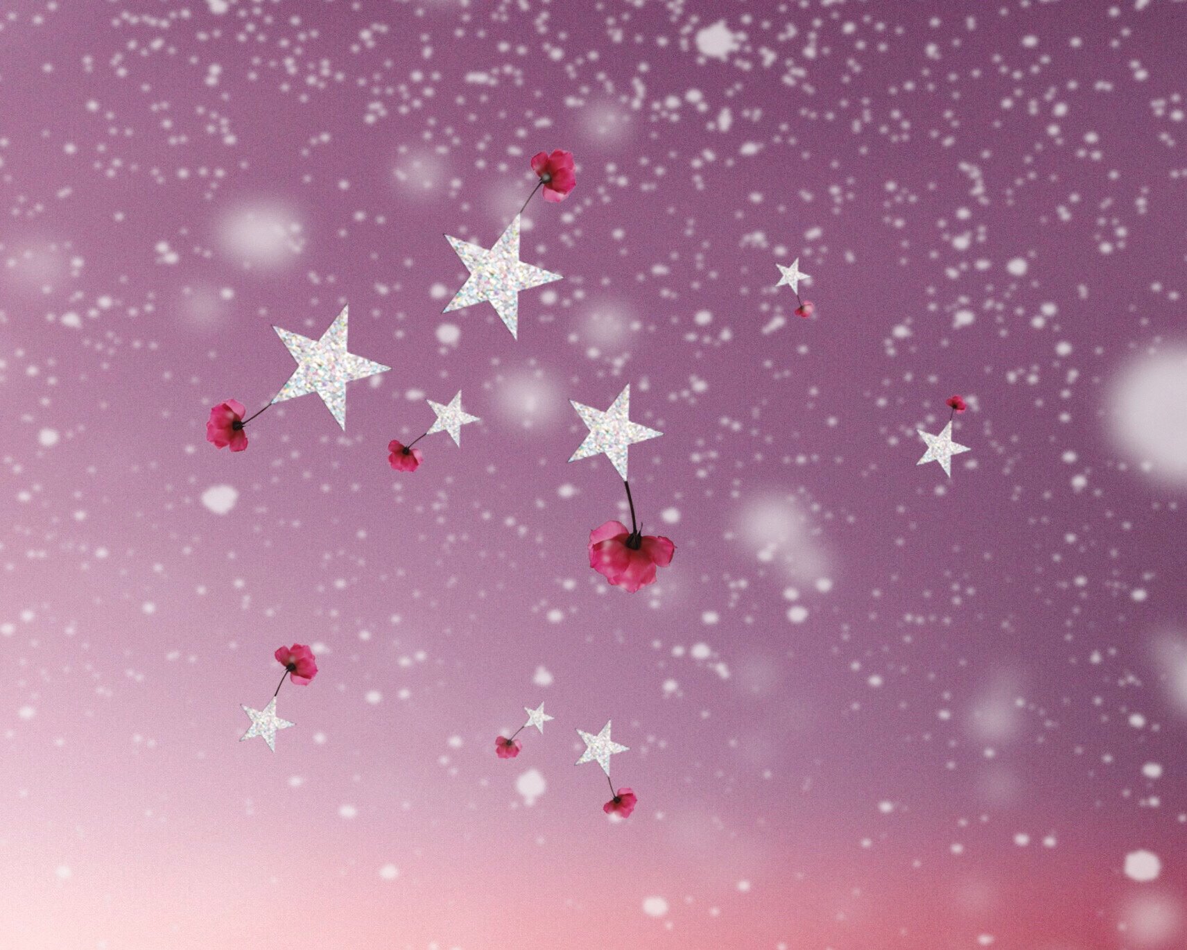 Poster - Kunstdruck - pink - rosa - Rosen - Schnee