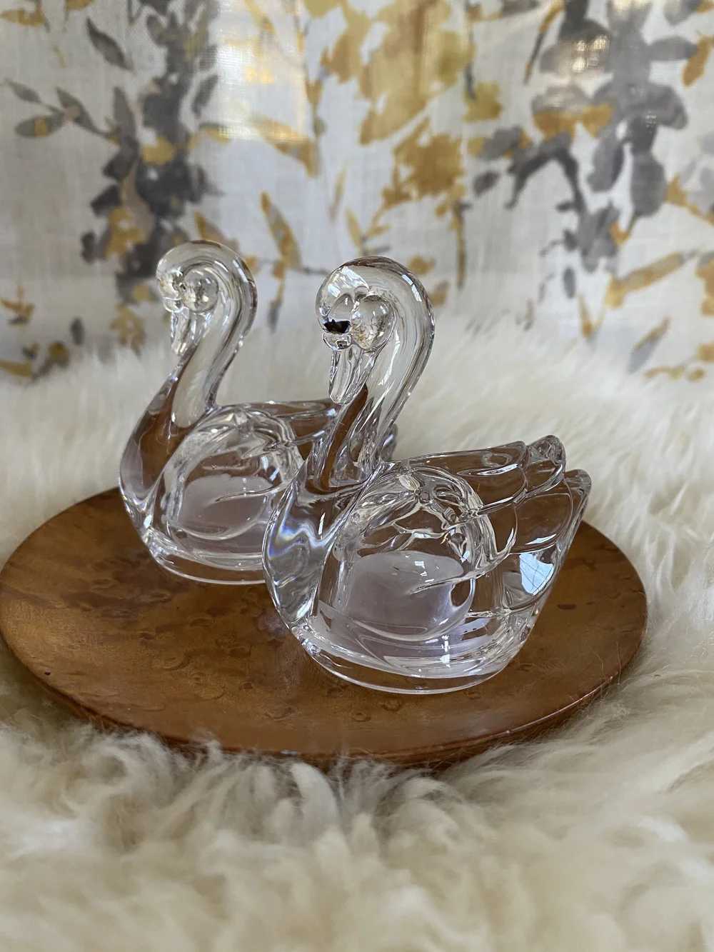 Glass Swan Salt & Pepper Shaker Set  Monstera Vintage Decor