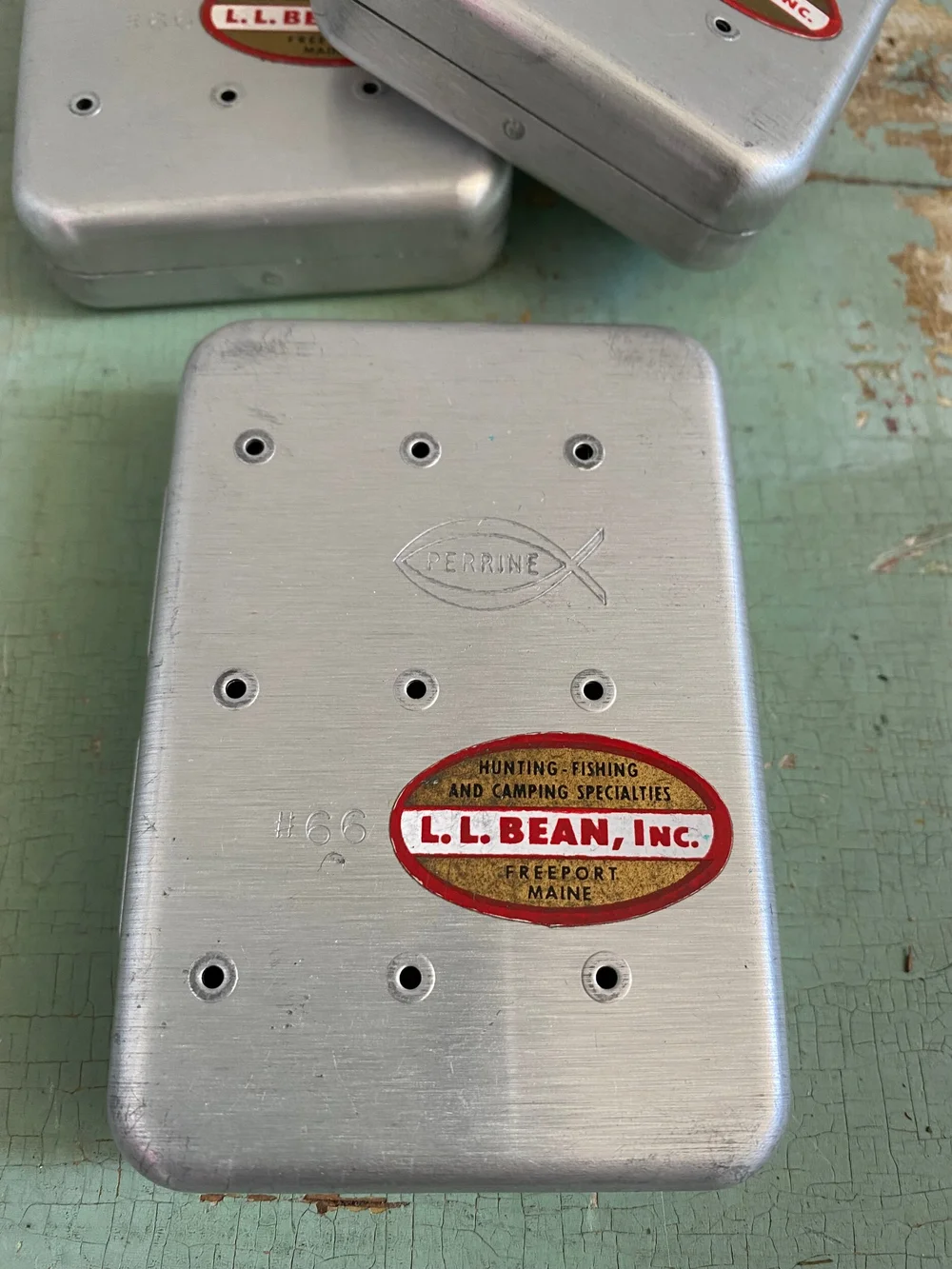 Vintage Perrine Metal Fly Box with Hand-tied Flies (LL Bean