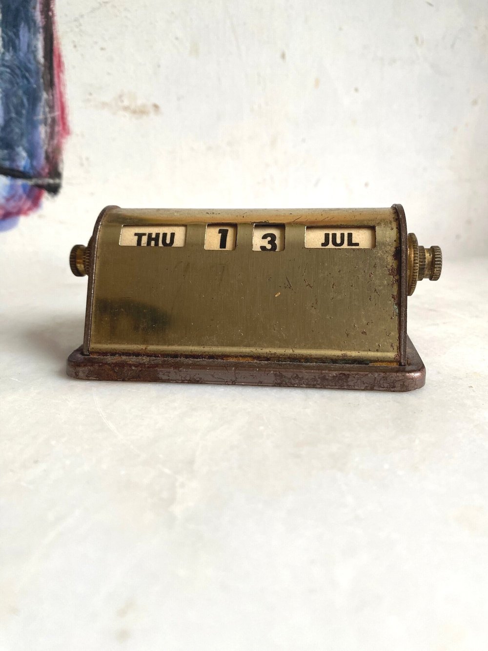 Midcentury Rolling/Perpetual Brass Calendar — Monstera Vintage Decor