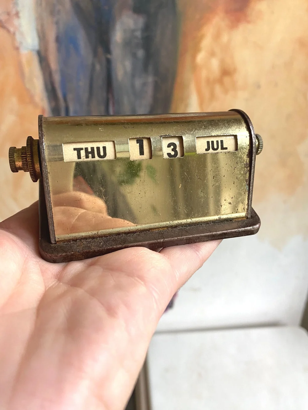 Midcentury Rolling/Perpetual Brass Calendar — Monstera Vintage Decor