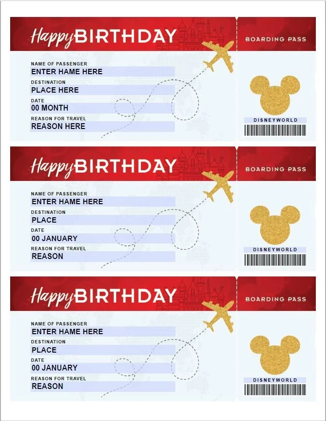 Disney Plane Ticket Printable Boarding Pass — Dream Big Creative Design for Free Printable Disney Ticket Template