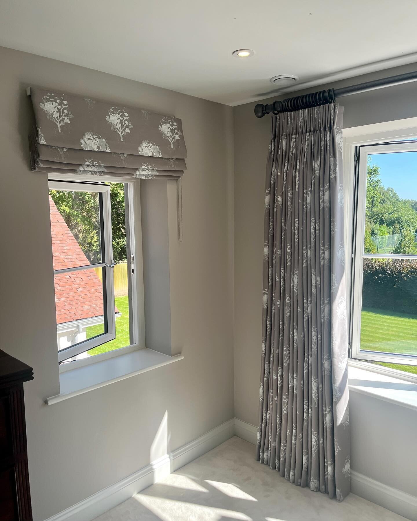 Hand finished Roman blinds &amp; Curtains.
#interiordesign #curtains #romanblinds #bedroomdesign