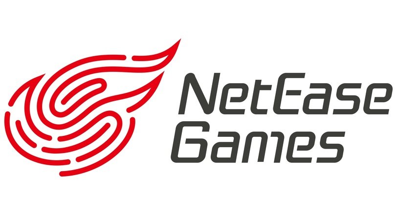 Logo for NetEase Games featuring a stylized red comet with a trail and black text.