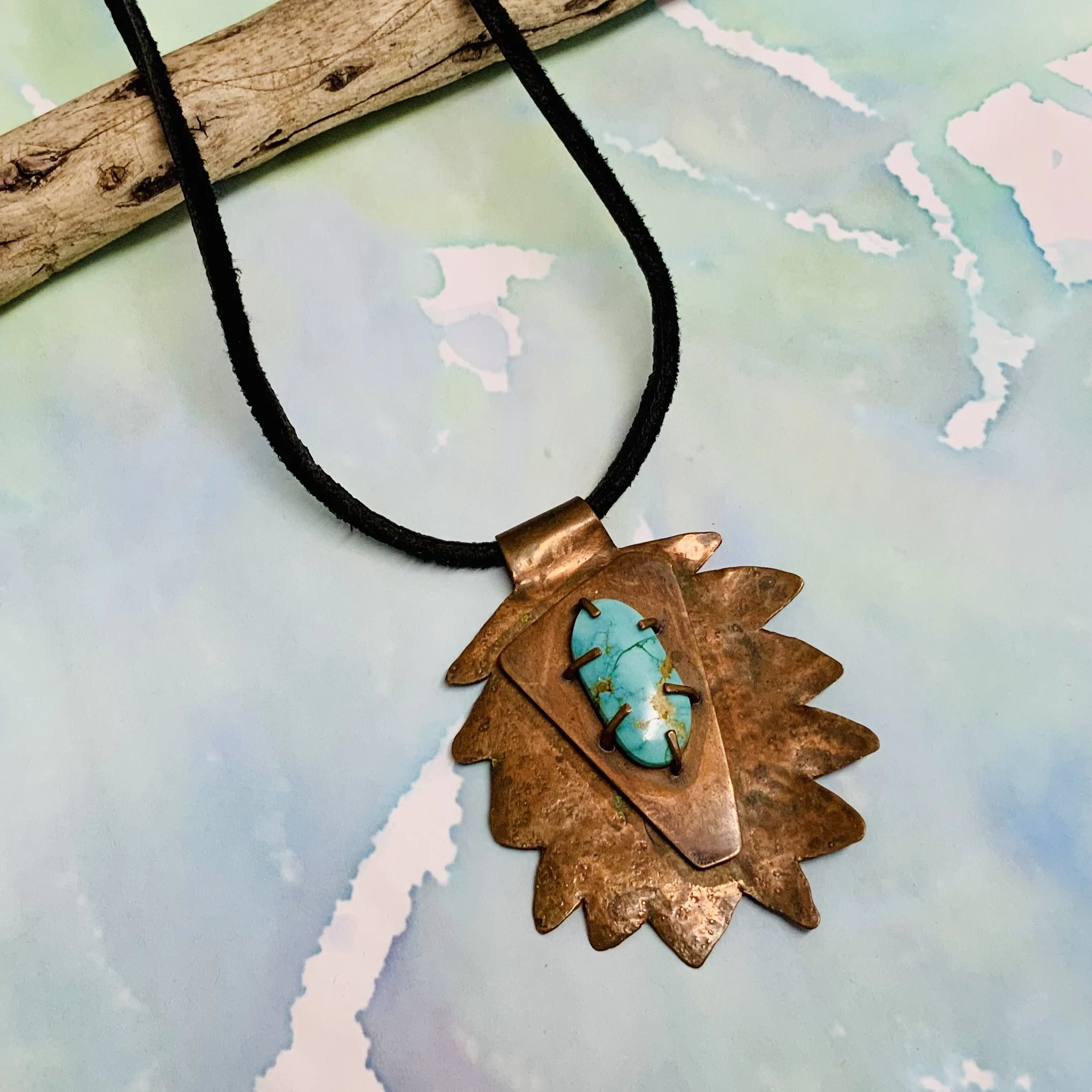 Turquoise & Copper Pendant by Kissthearth