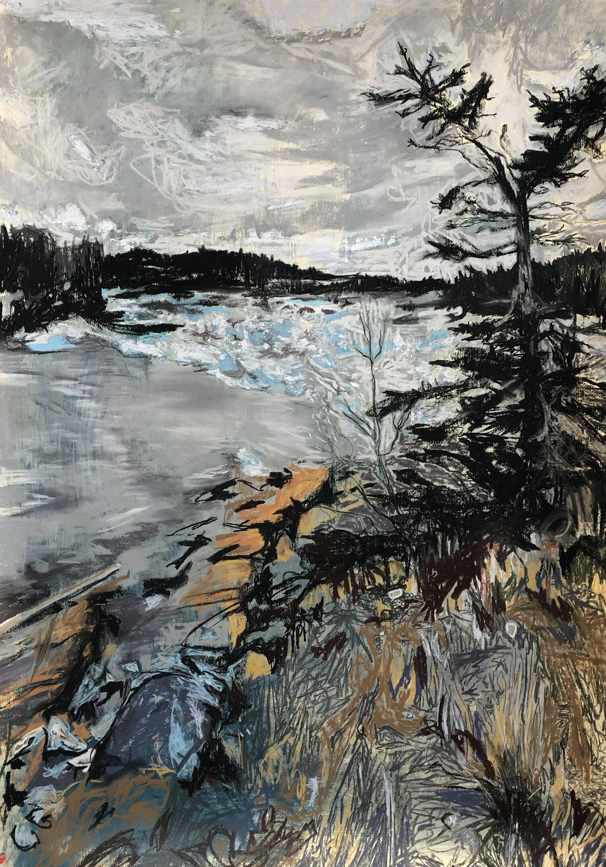 Farwell, 27.5"x39", mixed media on paper