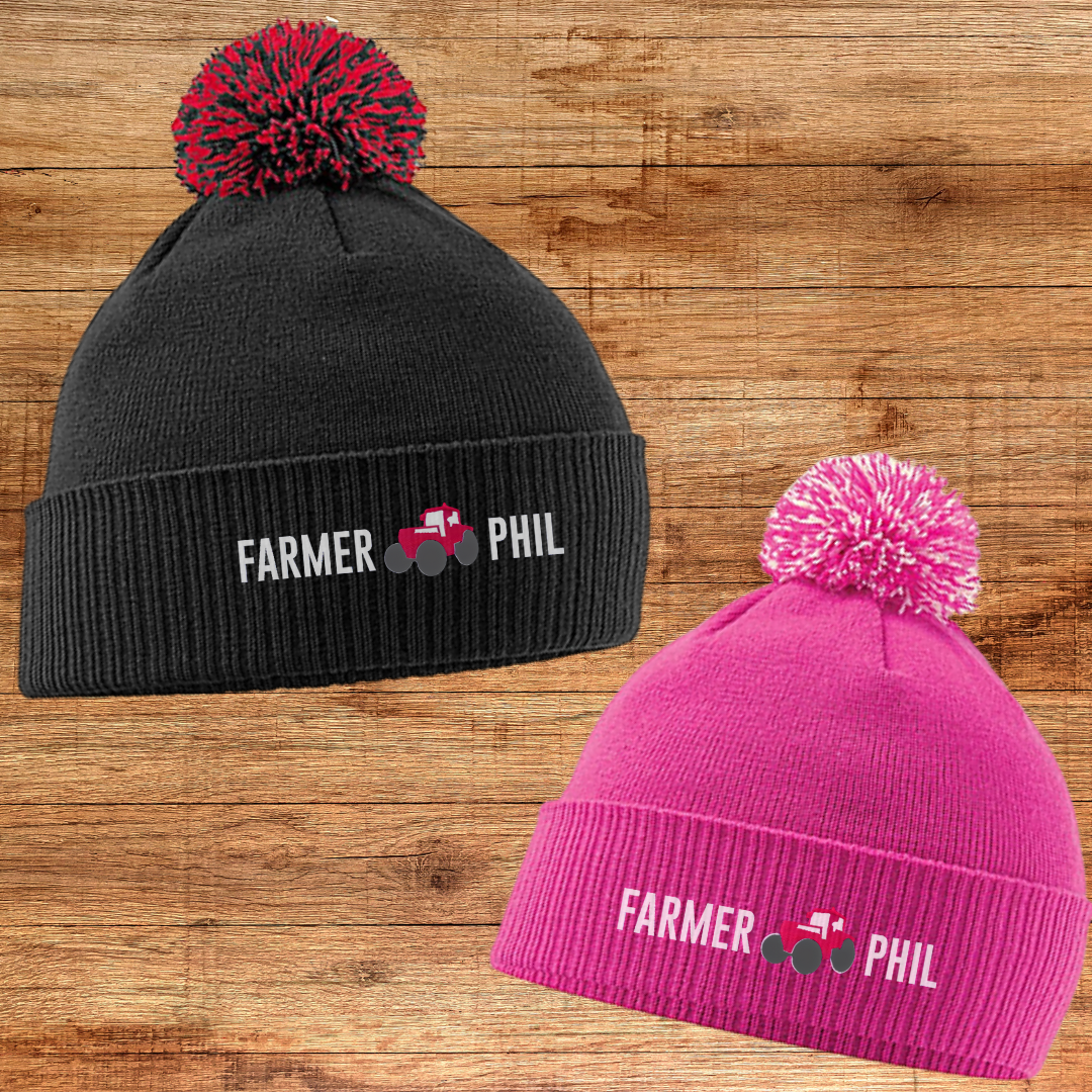 FARMER PHIL BOBBLE BEANIE | Black or Pink