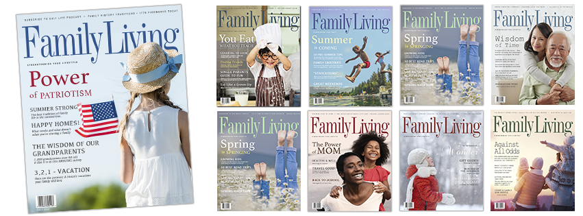 Nine separate Family Living Magazine covers