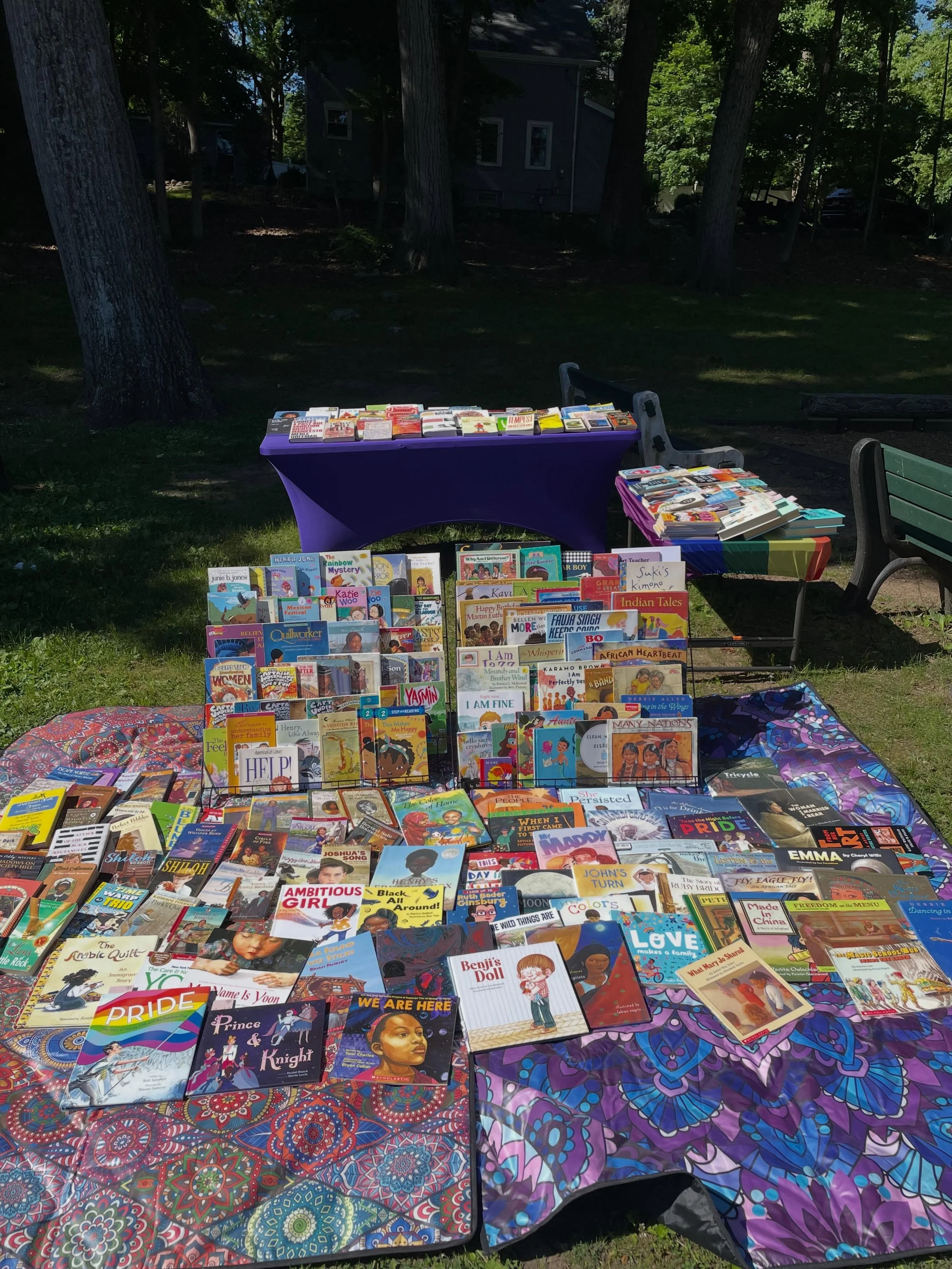 Our amazing Boonton book store, @gingerbread_bookshop donated a beautiful collection of books for us to give away FREE at Pride &mdash; kids books, YA, adult titles, banned books, queer stories, stories about identity and belonging and joy.

Every si