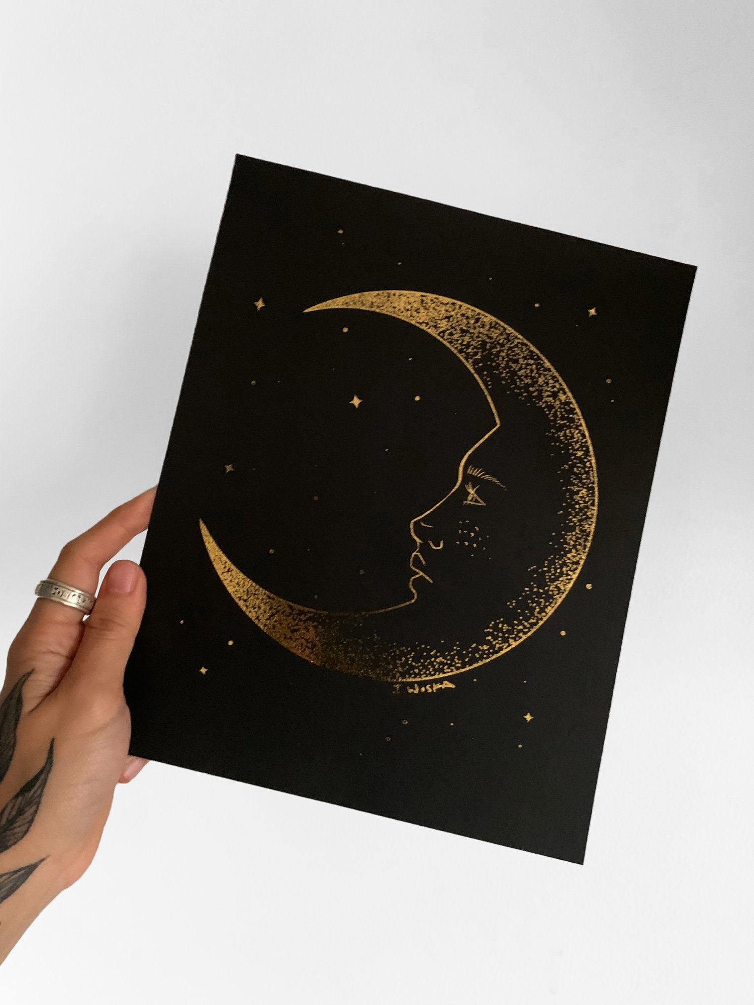 8x10 La Luna Gold Foil Print — J.Woska Custom Chainstitch