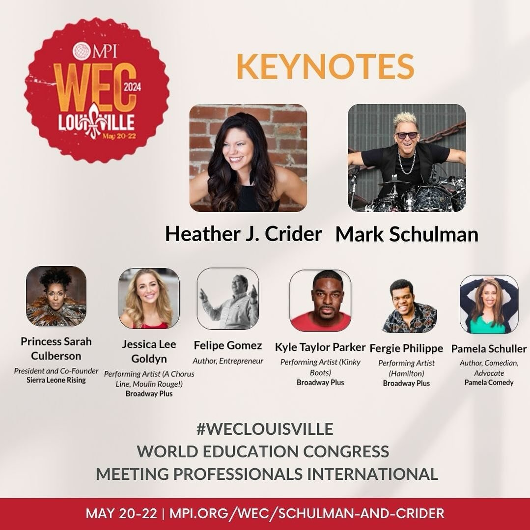 It&rsquo;s happening next week in Louisville. @HeatherJCrider and I present our Rockshow disguised as a keynote &ldquo;Hacking The Rockstar Brain&rdquo; at MPI&rsquo;s World Education Congress as a main stage Keynote. 

Grab a seat here and come see 