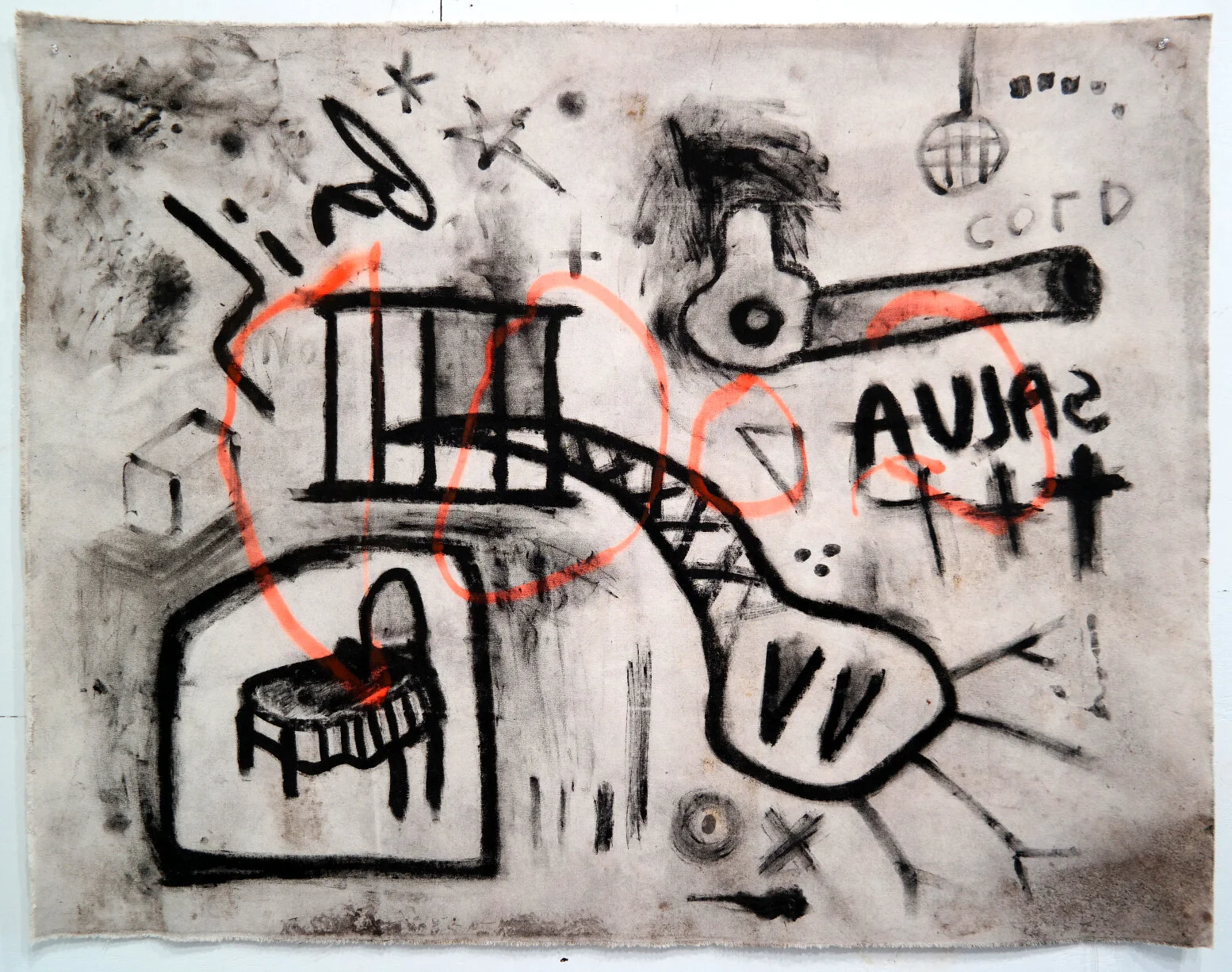 good, 60"x48", oil stick and spray paint on canvas