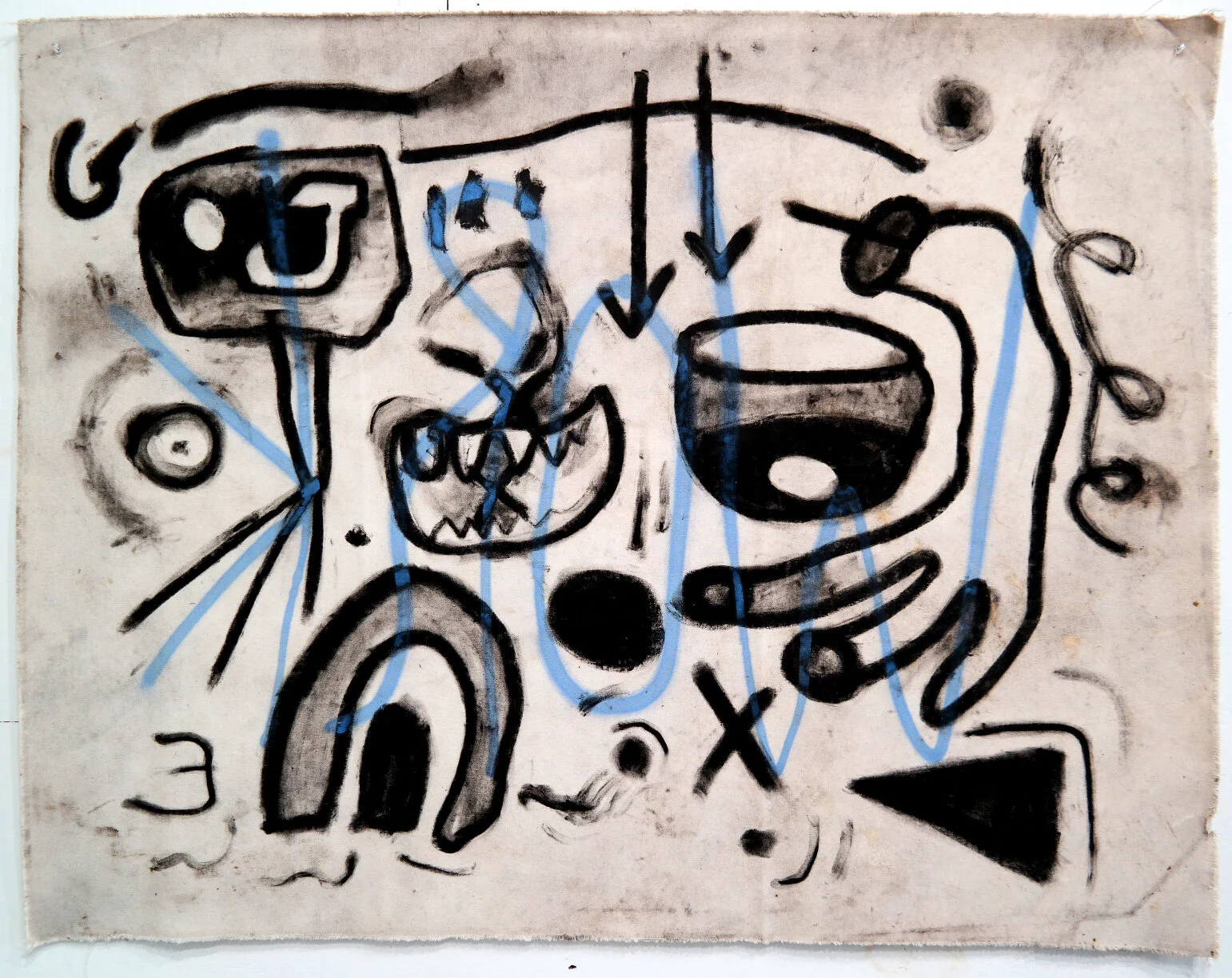 work, 60"x48", oil stick and spray paint on canvas