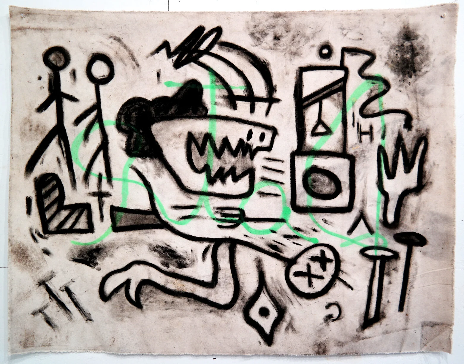 date, 60"x48", oil stick and spray paint on canvas