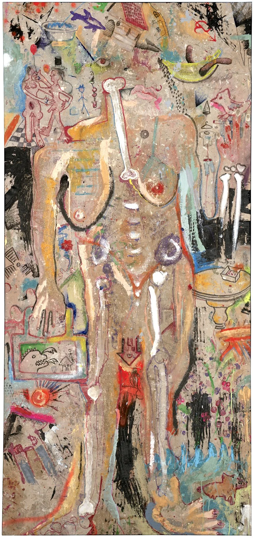 body, 83"x39", canvas, mixed media, 2014-20