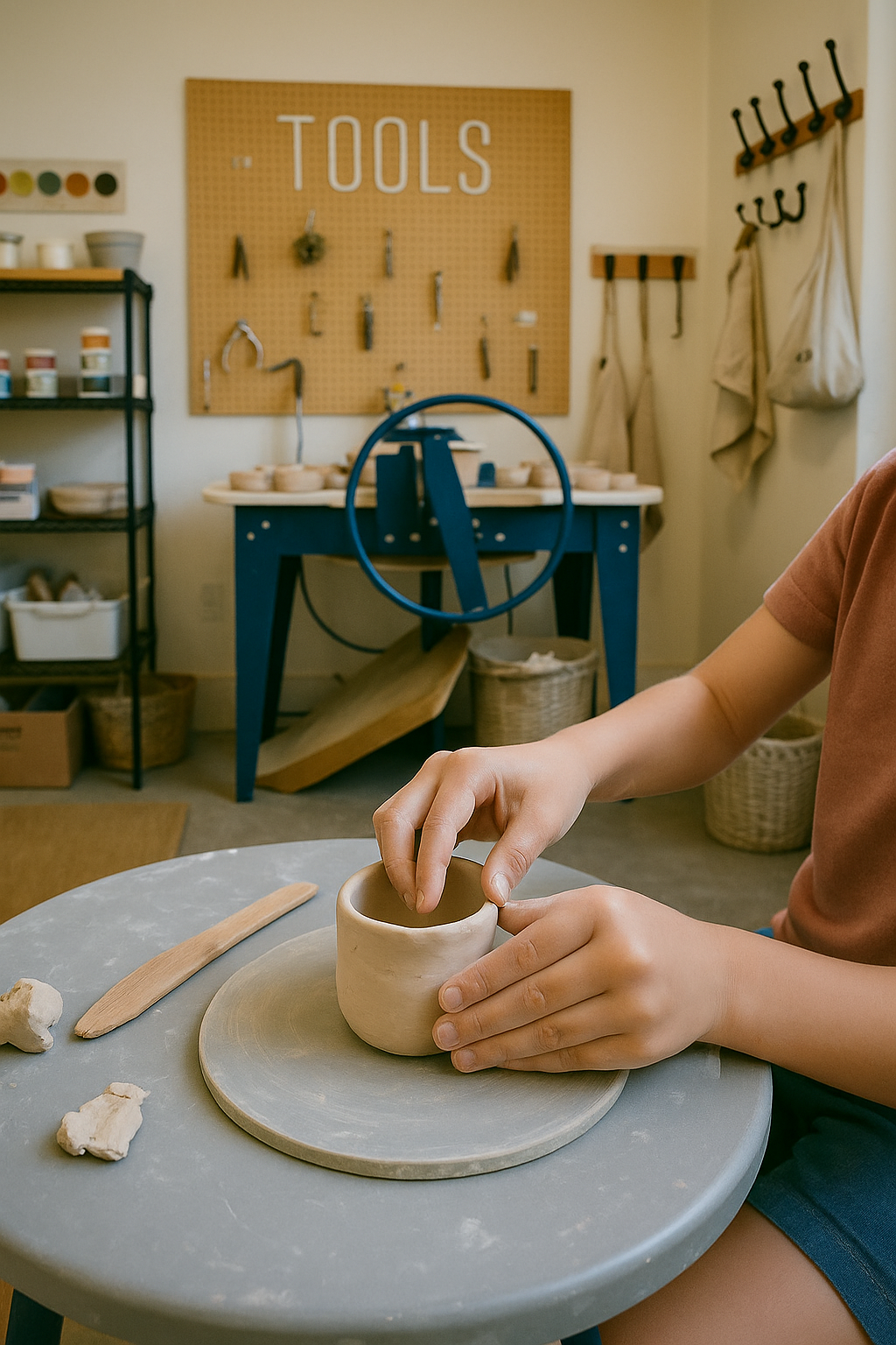 child pottery classes wheel throwing and handbuilding
