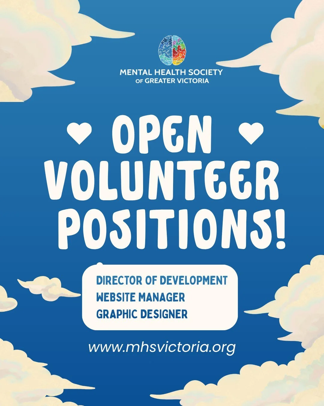It's National Volunteer Week 2026🖇If you're looking to give back, have a passion for mental health access, and want to help build a real community, we want to meet you!

We're currently seeking a Director of Development, a Website Manager, and a Gra
