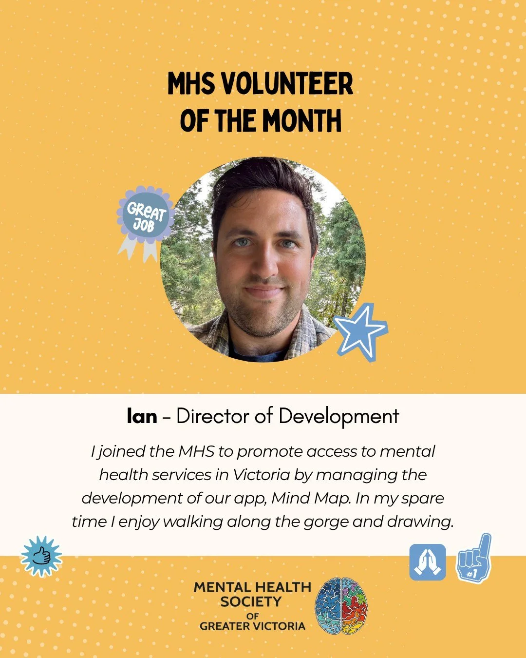Congratulations to Ian, our Volunteer of the Month for May. Ian has done so much to help get our Mind Map app into working shape and out there in the world. Thank you Ian for all your hard work!