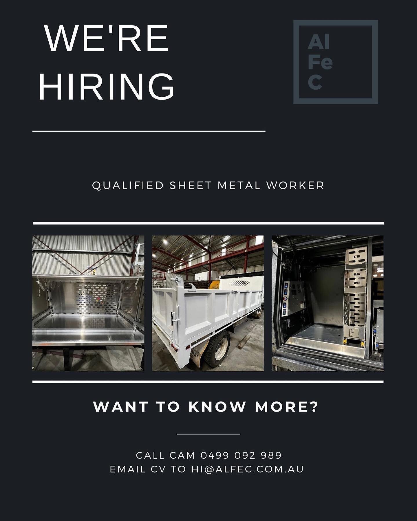 💥WE ARE HIRING💥 We are looking for a qualified Sheet Metal Worker to join our growing team in Yass NSW. Call Cam if you would like to know more 0499 092 989 💥