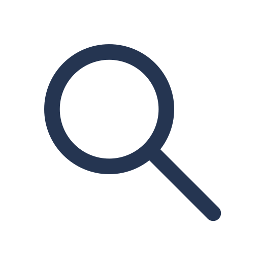 Magnifying glass icon on black background.