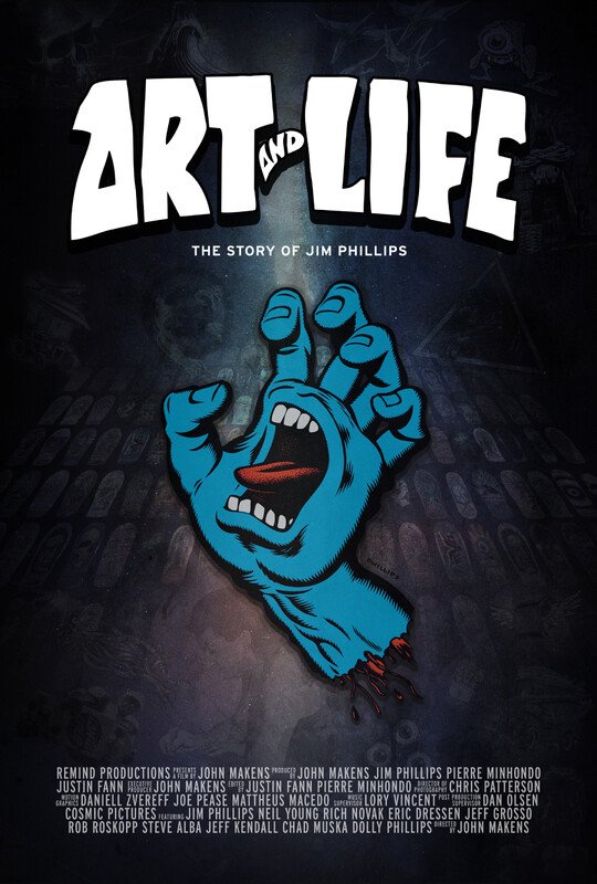 "An artistic depiction featuring the words 'Art and Life' prominently displayed. Below the text is a stylized blue hand with an expressive mouth located in the palm, symbolizing creativity and self-expression."