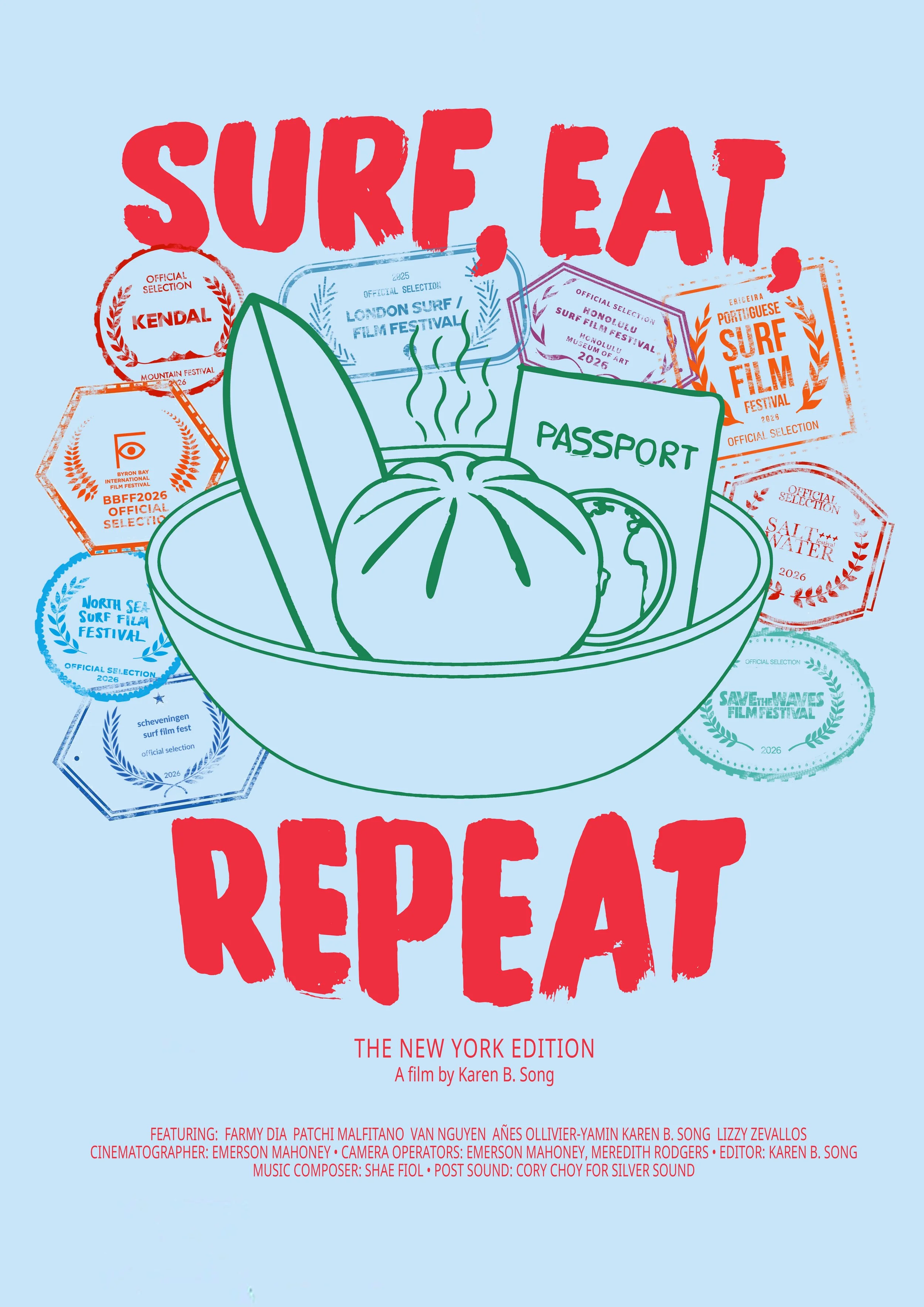Poster for the film "Surf, Eat, Repeat"