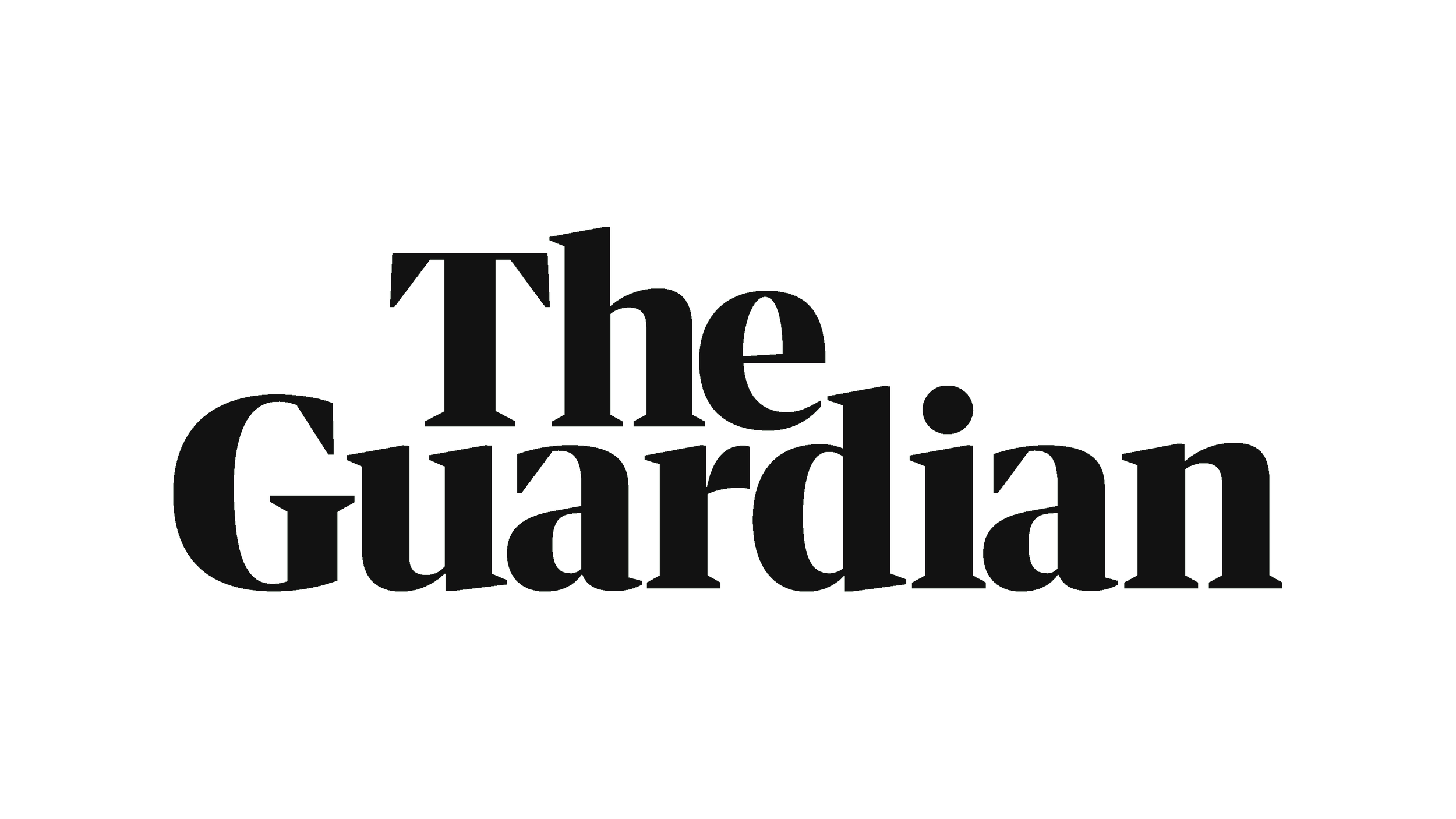 Text graphic with the words "The Guardian" reading vertically in black bold text.
