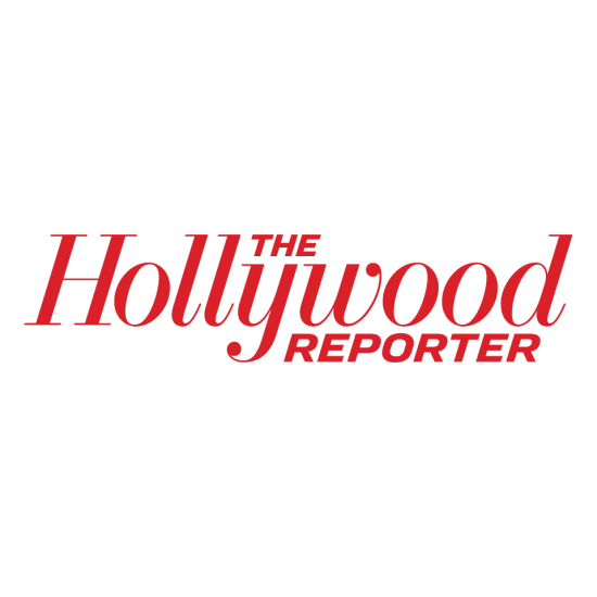 Text graphic with the words "The Hollywood Reporter" in red italic text.