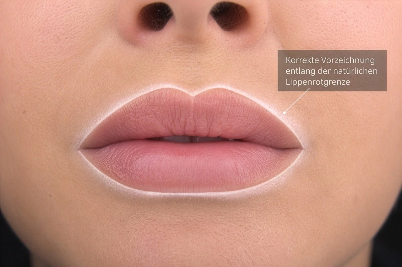 Professionelle Vorzeichnung für ein natürliches Lip Blush in Wien.