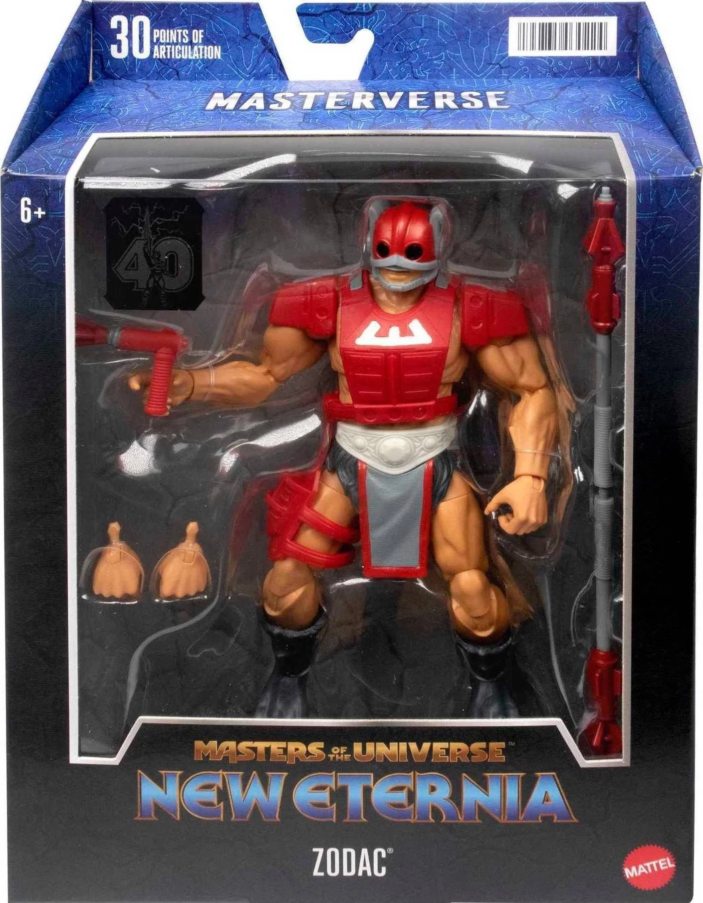 Mattel MOTU Masterverse New Eternia Zodac 2022 action figure in original 40th Anniversary window box packaging, Cosmic Enforcer character.