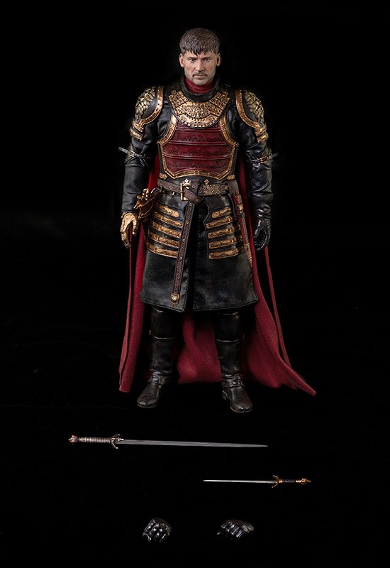 ThreeZero Game of Thrones Jaime Lannister Season 7 1/6 scale full figure display — 12-inch fully articulated collectible with sword, dagger, exchangeable hands and Lannister red cape.