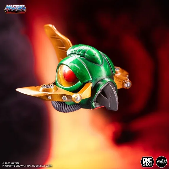 Mondo Masters of the Universe Tri-Klops Remote Spy Robot accessory — green and gold flying drone included with the 1/6 scale Limited Edition figure.