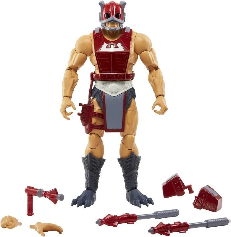 Mattel MOTU Masterverse New Eternia Zodac 7-inch figure with full accessory loadout — blaster, staff, alternate armor pieces, swappable hands.