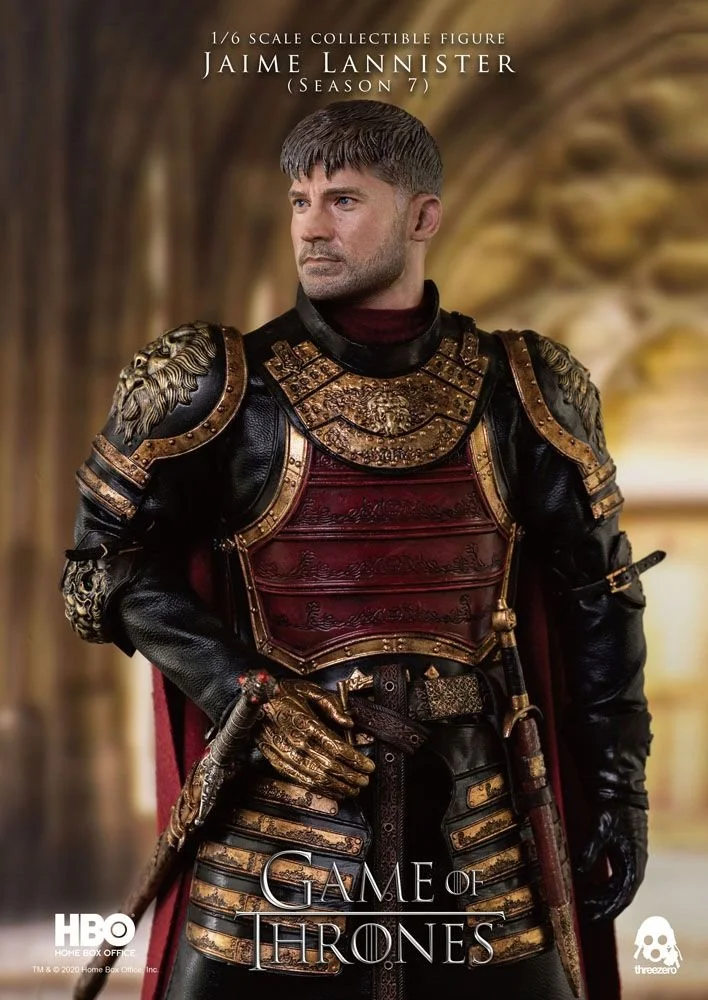 ThreeZero Game of Thrones Jaime Lannister Season 7 1/6 scale collectible figure official promotional image — SiXTH product line, HBO licensed, portrait detail of Nikolaj Coster-Waldau likeness.