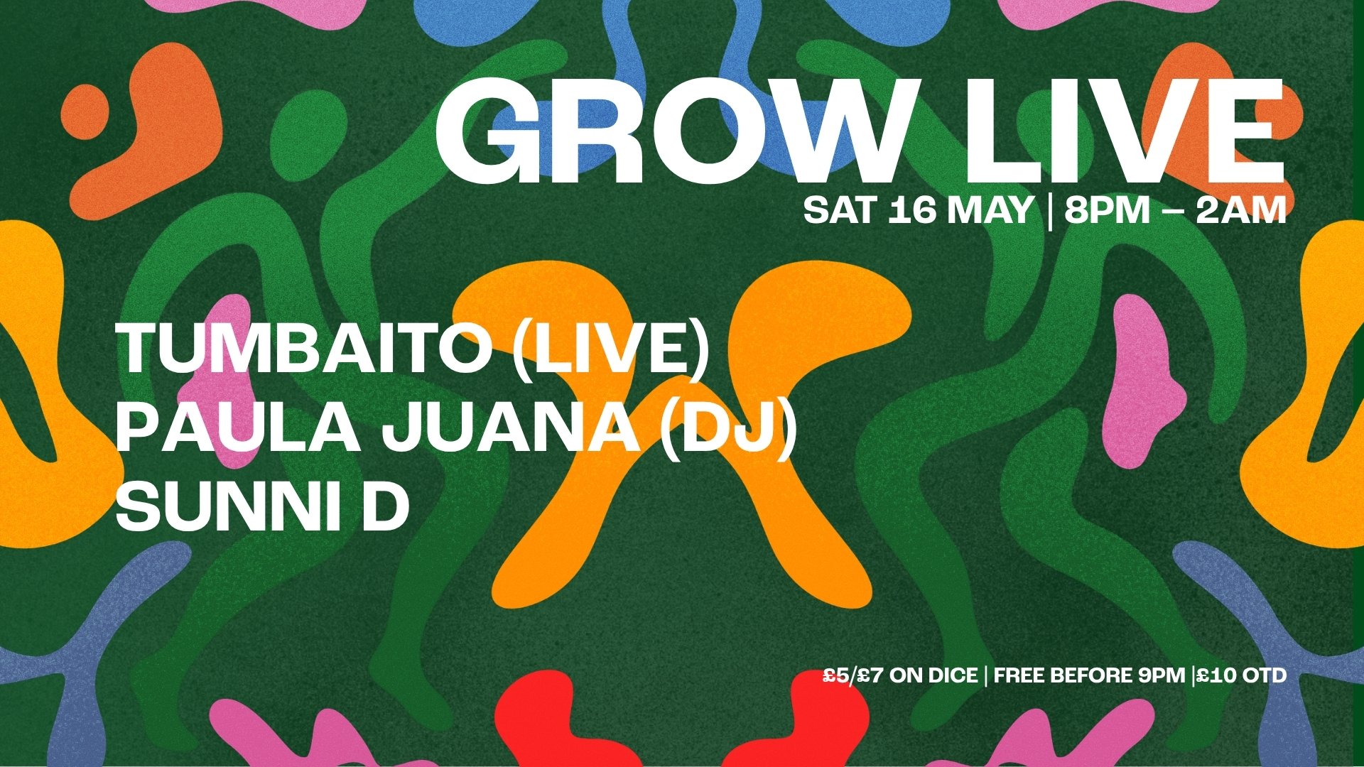 GROW LIVE: TUMBAITO (LIVE) // PAULA JUANA (DJ) // SUNNI D (DJ) (LATIN, JAZZ, GLOBAL GROOVES)