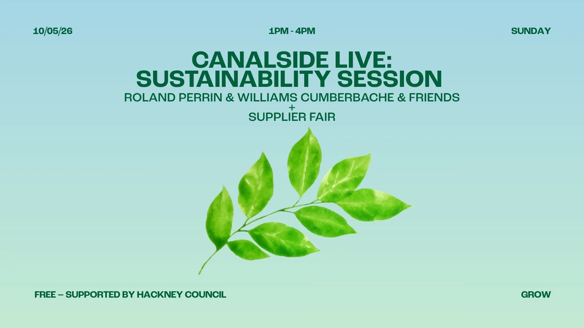 CANALSIDE LIVE: SUSTAINABILITY SESSION // ROLAND PERRIN &amp; WILLIAMS CUMBERBACHE &amp; FRIENDS // SUPPLIER FAIR