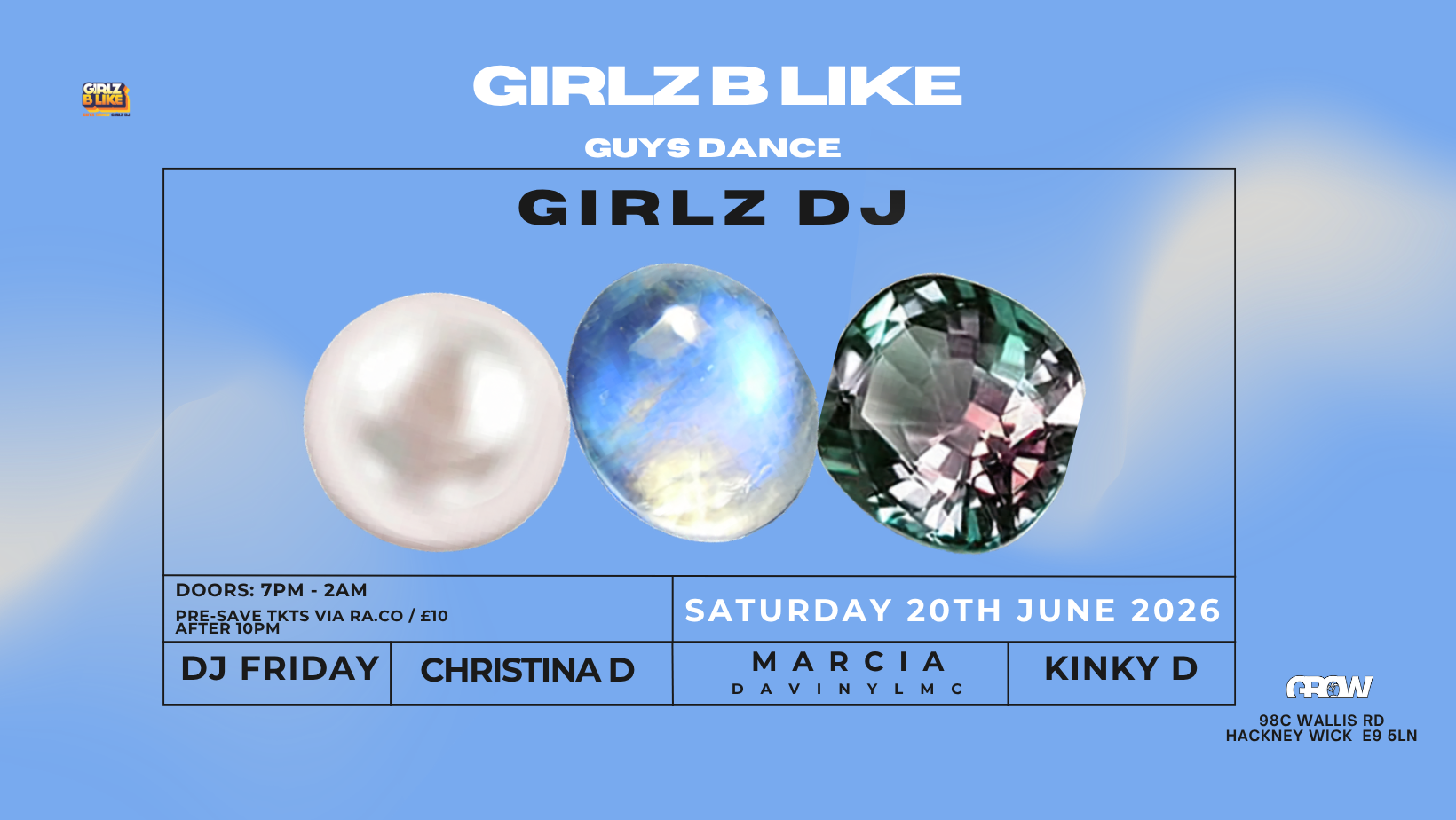 GIRLZ B LIKE: MARCIA DAVINYLMC // KINKY D // DJ FRIDAY // CHRISTINA D (BOOGIE, DISCO, GOSPEL HOUSE, UK GARAGE , RARE GROOVES, BROKEN BEAT)&nbsp;