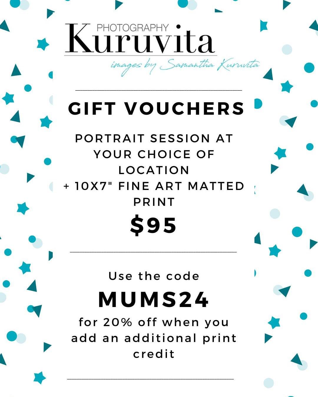 I know you didn't FORGET Mothers Day, but if you need a last minute gift head over to 👉🏼👉🏼 https://www.samanthakuruvita.com/shop/p/gift-voucher 👈🏼👈🏼
You can use the discount code MUMS24 for 20% off when you add an additional print credit