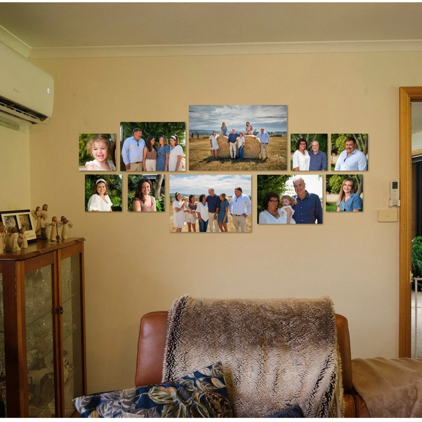 I love helping my clients create wall collections for their homes. The program which I use to show you your images has the ability to show wall collections on photographs of your walls, so you can see what the finished artworks will look like on your